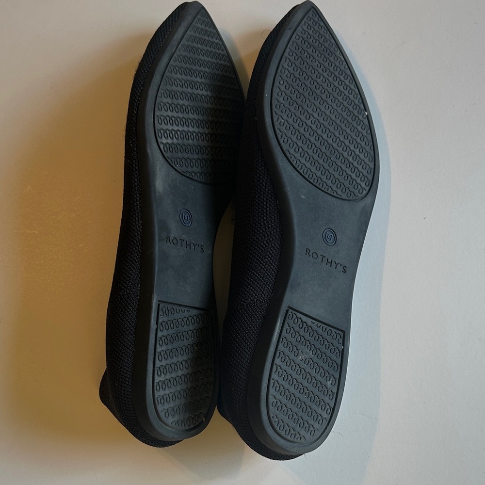 Rothy's Black Flats with Blue Trim - Picture 2 of 4